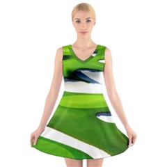 Golf Course Par Green V-neck Sleeveless Dress by Sarkoni