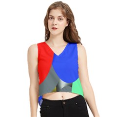Abstract Circles, Art, Colorful, Colors, Desenho, Modern V-neck Cropped Tank Top by nateshop