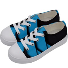 Blue Black Abstract Background, Geometric Background Kids  Low Top Canvas Sneakers by nateshop