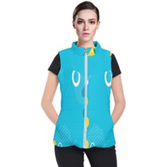 Blue Yellow Abstraction, Creative Backgroun Women s Puffer Vest by nateshop