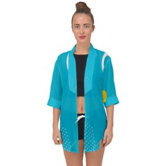 Blue Yellow Abstraction, Creative Backgroun Open Front Chiffon Kimono by nateshop