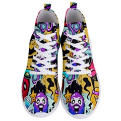 Cartoon Graffiti, Art, Black, Colorful, Wallpaper Men s Lightweight High Top Sneakers by nateshop