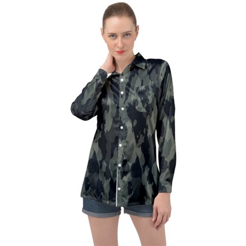 Comouflage,army Long Sleeve Satin Shirt by nateshop