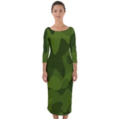 Green Camouflage, Camouflage Backgrounds, Green Fabric Quarter Sleeve Midi Bodycon Dress by nateshop