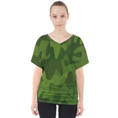 Green Camouflage, Camouflage Backgrounds, Green Fabric V-neck Dolman Drape Top by nateshop