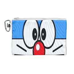 Doraemon Face, Anime, Blue, Cute, Japan Canvas Cosmetic Bag (large) by nateshop