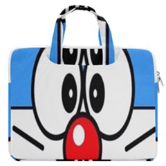 Doraemon Face, Anime, Blue, Cute, Japan Macbook Pro 13  Double Pocket Laptop Bag by nateshop