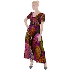 Paisley Pattern, Abstract Colorful, Texture Background, Hd Button Up Short Sleeve Maxi Dress by nateshop
