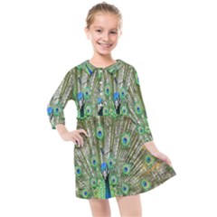 Peacock,army 1 Kids  Quarter Sleeve Shirt Dress by nateshop