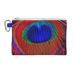 Peacock-feathers,blue 1 Canvas Cosmetic Bag (large) by nateshop