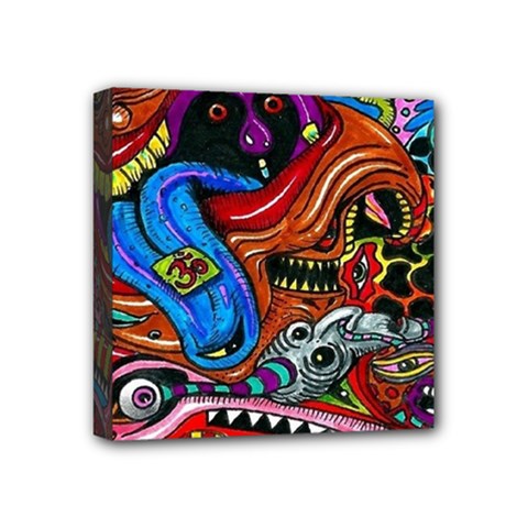 Psychedelic Trippy Hippie  Weird Art Mini Canvas 4  X 4  (stretched) by Sarkoni