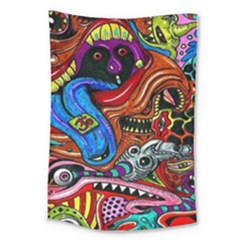 Psychedelic Trippy Hippie  Weird Art Large Tapestry by Sarkoni