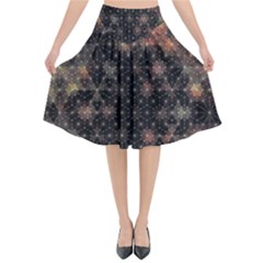 Abstract Psychedelic Geometry Andy Gilmore Sacred Flared Midi Skirt by Sarkoni