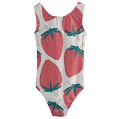 Seamless Strawberry Pattern Vector Kids  Cut-out Back One Piece Swimsuit by Grandong