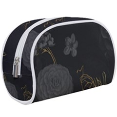 Dark And Gold Flower Patterned Make Up Case (large) by Grandong