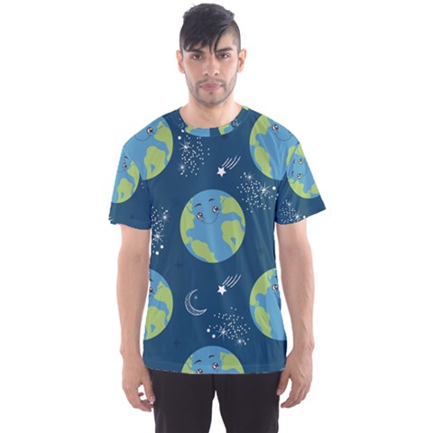 Seamless Pattern Cartoon Earth Planet Men s Sport Mesh T-shirt by Grandong