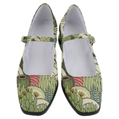 Playful Cactus Desert Landscape Illustrated Seamless Pattern Women s Mary Jane Shoes by Grandong
