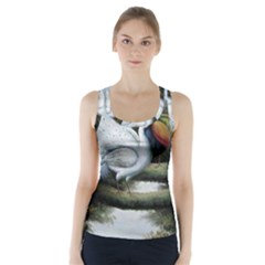 Canvas Oil Painting Two Peacock Racer Back Sports Top by Grandong