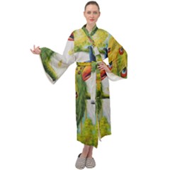 Peacock Art Maxi Velvet Kimono by Grandong