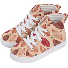 Forest Leaves Seamless Pattern With Natural Floral Kids  Hi-top Skate Sneakers by Grandong