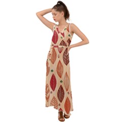 Forest Leaves Seamless Pattern With Natural Floral V-neck Chiffon Maxi Dress by Grandong