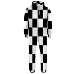 Black White Chess Board Hooded Jumpsuit (men) by Ndabl3x