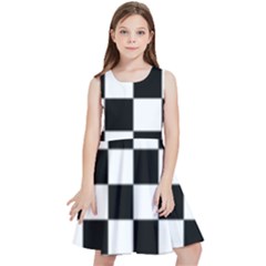 Black White Chess Board Kids  Skater Dress by Ndabl3x