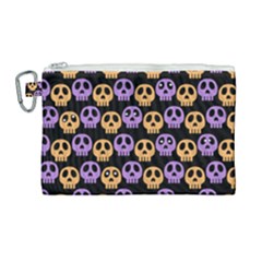 Halloween Skull Pattern Canvas Cosmetic Bag (large) by Ndabl3x