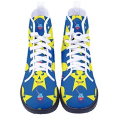 Blue Yellow October 31 Halloween Men s High-top Canvas Sneakers by Ndabl3x