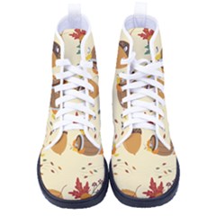 Leaves Foliage Acorns Barrel Women s High-top Canvas Sneakers by Ndabl3x