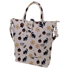 Cat Halloween Pattern Buckle Top Tote Bag by Ndabl3x