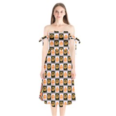 Chess Halloween Pattern Shoulder Tie Bardot Midi Dress by Ndabl3x