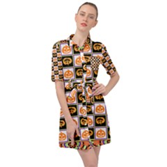 Chess Halloween Pattern Belted Shirt Dress by Ndabl3x