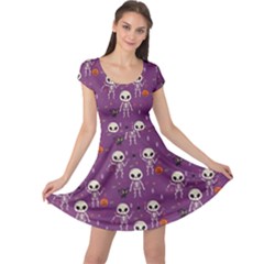 Skull Halloween Pattern Cap Sleeve Dress by Ndabl3x