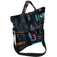 Video Game Pixel Art Fold Over Handle Tote Bag by Sarkoni