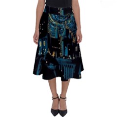 Hogwarts Starry Night Van Gogh Perfect Length Midi Skirt by Sarkoni