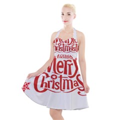 Merry Christmas Halter Party Swing Dress  by designerey