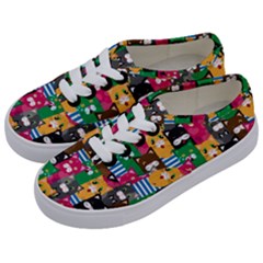 Cats Funny Colorful Pattern Texture Kids  Classic Low Top Sneakers