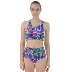 Texture Colorful Abstract Pattern Racer Back Bikini Set by Grandong