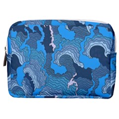 Blue Moving Texture Abstract Texture Make Up Pouch (medium) by Grandong