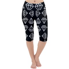 Black Diamond Pattern Lightweight Velour Cropped Yoga Leggings by Ndabl3x