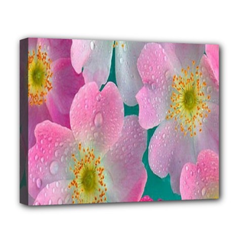 Pink Neon Flowers, Flower Deluxe Canvas 20  X 16  (stretched) by nateshop