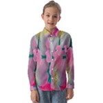 Pink Neon Flowers, Flower Kids  Long Sleeve Shirt