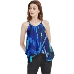 Really Cool Blue, Unique Blue Flowy Camisole Tank Top by nateshop