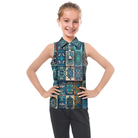 Texture, Pattern, Abstract, Colorful, Digital Art Kids  Sleeveless Polo T-shirt by nateshop