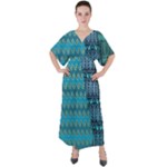 Aztec, Batik V-Neck Boho Style Maxi Dress