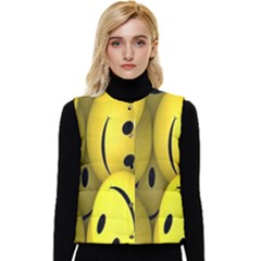 Emoji, Colour, Faces, Smile, Wallpaper Women s Button Up Puffer Vest by nateshop