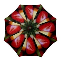 Fruits, Food, Green, Red, Strawberry, Yellow Golf Umbrellas by nateshop