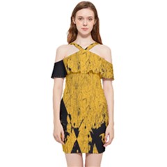Yellow Best, Black, Black And White, Emoji High Shoulder Frill Bodycon Summer Dress by nateshop