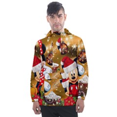 Cartoons, Disney, Merry Christmas, Minnie Men s Front Pocket Pullover Windbreaker by nateshop